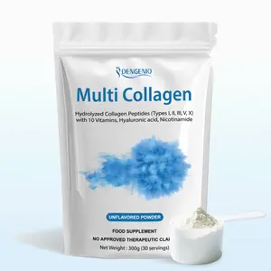 DENGENIQ Multi Collagen Peptides with 10 Vitamins Hyaluronic Acid & Niacin for Enhanced Skin Elasticity Beauty Supplement Unflavored Collagen Powder