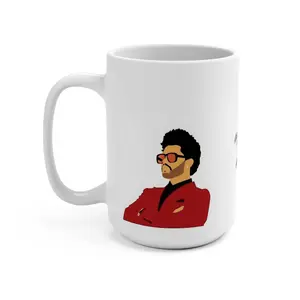 'Weeknd' Ceramic Mug, 15 Ounce Coffee Cup for Tea Drinker Drinkware Tumbler Reusable Washable Reuse