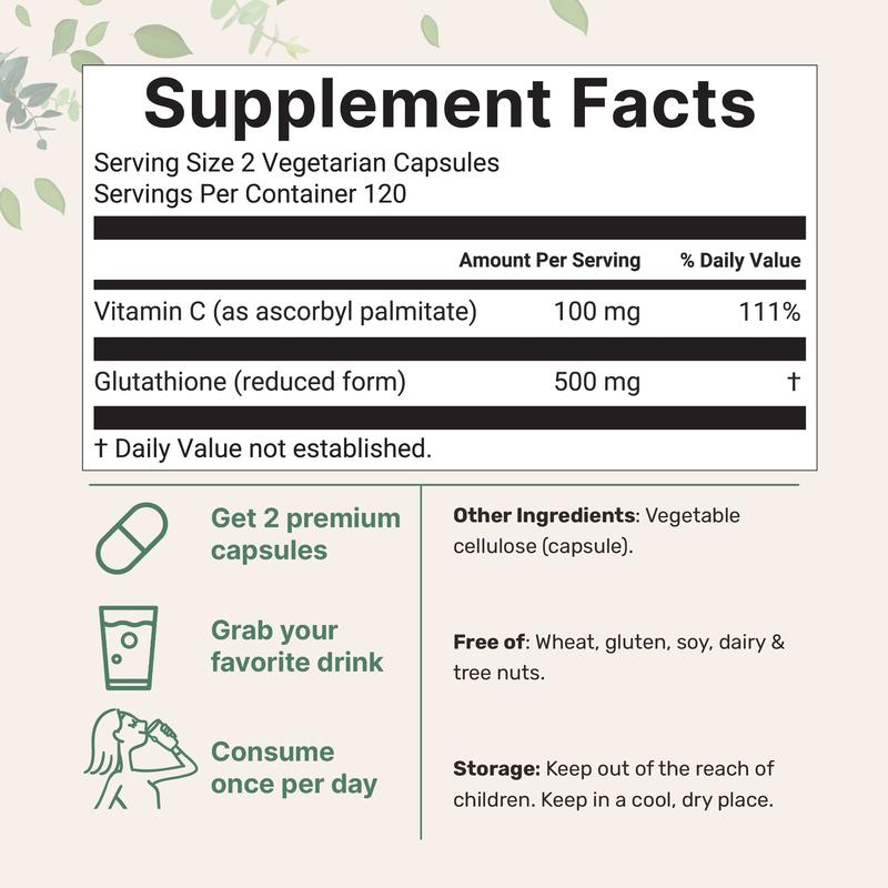 Micro Ingredients Glutathione 500mg with Vitamin C, 240 Vegetarian Capsules