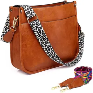 Vegan Leather Crossbody Bags for Women, Crossbody Purse with Guitar Strap Zipped Pockets Handbag  Bag