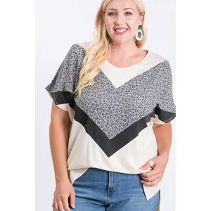 7th Ray Animal Print Chevron Top