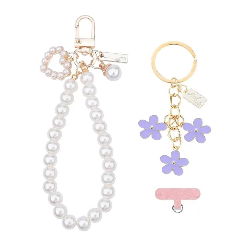 Keychain Wristlet for Women Wristlet Keychains Bracelet Car Keychain Wristlet With Bow/Flower/Heart Keychain