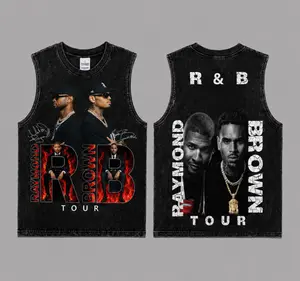 Raymond & Brown Tour 2026 Unisex Oversized Premium Cotton Washed Tank Top, The Team Breezy Washed Tank Top , Vintage Music Merch Washed Tank Top , Music Rap Style, New Album Gift For Fans