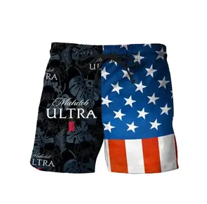 Michelob Ultra July 4th Print Colorblock Men's Drinking Beach Shorts