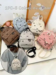 Flannel Mini Backpack, Portable Solid Color Bag, Phone Pouch, Key Holder, Lightweight Casual Backpack, Multifunctional Travel Bag