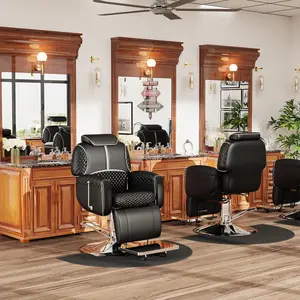 Baasha Black Salon Chair, Modern Recline Chair with Ergonomic Adjustable Backrest, Comfortable Cushion, Heavy Duty Steel Frame, 360 Swivel, Elegant Barber Chairs Weight Capacity Up to 440 lbs