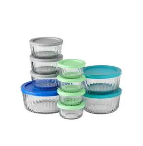 Sculpted Glass Food Storage Containers with Lids - 20 Piece Set, Versatile Design for Home and Office Use Kitchen Silicone