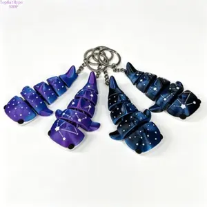 3D Printed Starry Sky Shark Keychain, Keychain For Bags, Ombre Shark Keyring-Flexible Joints Whale Shark Pendant, Whale Shark Charm with Keyring Matte Blue Purple Women Men Bag Hanging Decoration Backpack Accessories Gift