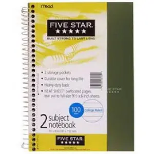 06180 100 Count - White Paper 5  Wire Bound Notebook