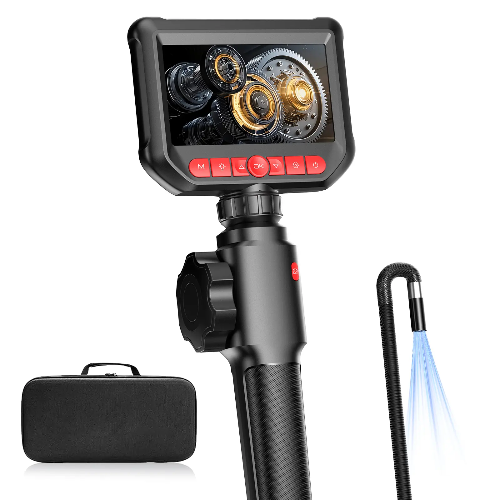 Endoscope Camera with Light - 4.3" LCD Screen Inspection Cameras,IP67 Waterproof Borescope with 8 Adjustable LED Lights,HD 1080P Endoscope Camera 3.3ft Semi-Rigid Cord,gifts for men tools and gadgets Repair Automotive