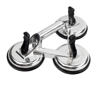 Triple Glass Suction Cups Heavy Duty Aluminum Vacuum Plate Handle Glass Holder Hooks to Lift Large Glass, Tile Suction Cup Lifter, Triple Suction Cups for Moving Glass, Window, Granite