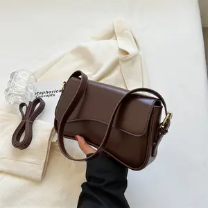 Magnetic Chic Shoulder Bag - Premium PU Leather, Modern Square Silhouette, Lightweight & Versatile, Black/Brown/Reddish Brown/Yellowish Brown, Zipper Pouch, Phone Pocket, Sandwich Pocket, Stylish Stitching, Single Strap, Durable Lining