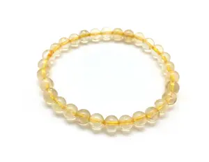 New Moon Beginnings Citrine Elastic Bracelet - 6mm Beads, Adjustable Fit, Lightweight Design