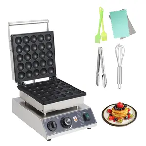 【GARVEE】Mini Muffin Maker and 25-Piece Dutch Pancakes Maker Machine with 1.8" Round and Heart-Shaped Pans, Commercial Electric Appliance Featuring 50-300℃ Temperature Control and Timer for Versatile Baking