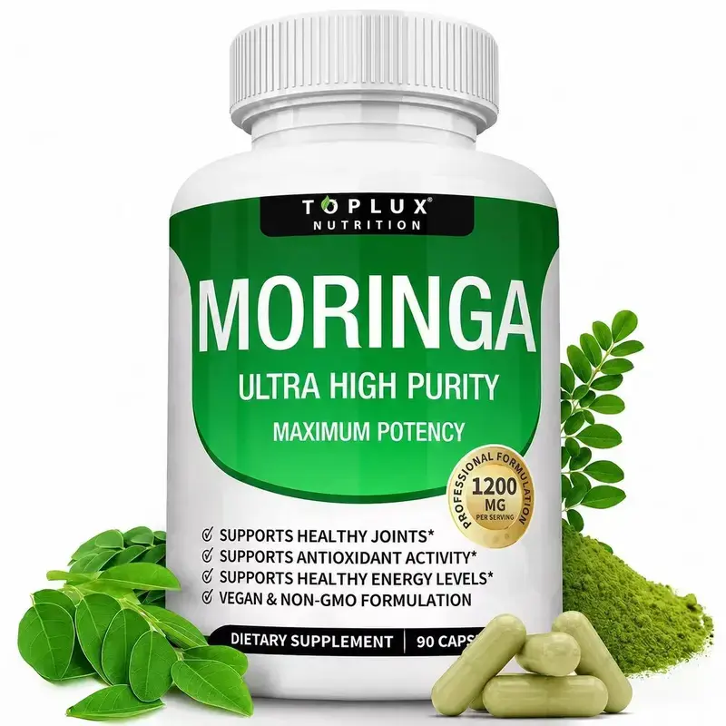 （Flash Sale 3 bottles）Moringa Capsules 1000mg+200 1200mg - Pure Moringa Immune and Gut Health Powder 90 capsules, Indian luxury Moringa, female probiotics, male vitamins Healthcare Dietary Edible Supplement Fitness Bathroom