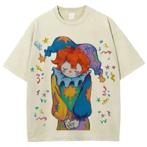 Cute Clown Unisex Vintage Washed Tee, Graphic Tee, Unisex Fashion, Full Color, Full Size, For Men, For Women