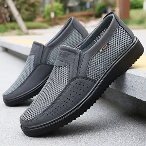 Men's Slip-On Shoes - Slip Resistant Sole, Breathable Mesh Upper - Slip-On Closure for Easy Wear - Lightweight Cushioned Insole - Work, Casual, Everyday Use - Black - Large Sizes Available - Durable PU Outsole Traction - One-Foot Kick-On Design, Shoe Inso