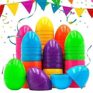 50Pcs Fillable Easter Eggs Easter Empty Eggs Colorful Plastic Eggs Easter Decoration Kids Easter Gift Diy Craft Supplies