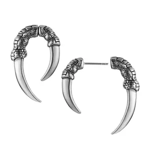 HZMAN Stainless Steel Dragon Claw Stud Earrings for Men Women Gothic Punk Piercing Sharp Claw Earring Jewelry Gift (Large)