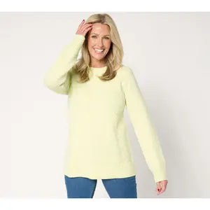 Joan Rivers Popcorn Stitch Crewneck Long Sleeve Sweater
