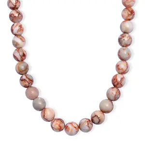 Pink Web Jasper 350.00 ctw Beaded Necklace in Platinum Plated 20 Inches