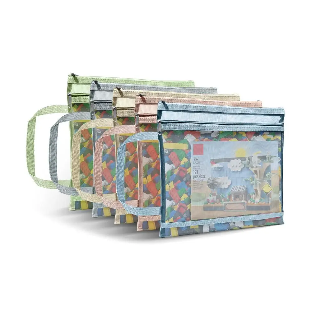 Mesh Zipper Bag, 5/10pcs Colorful Puzzle Piece Storage Bag, Toy Storage Bag, Cosmetic Organization Bag, Clothes Organizer, Storage Tote, School Office