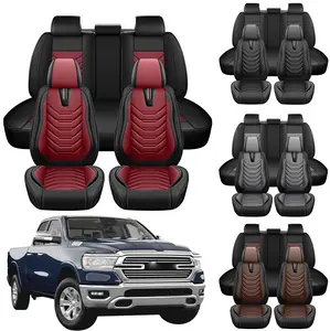 Pickup Car Seat Covers Full Set Custom Fit Dodge Ram 2008-2026 1500/2500/3500 Crew Quad Regular Cab Truck Waterproof Leather Cushion Compatible With Airbag