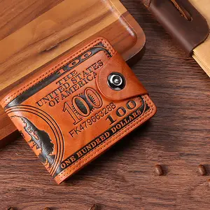 Men's Vintage Wallet with Us Dollar Pattern, Ultra-Light PU Leather Multi-Functional Retro Design, Perfect for Everyday Use