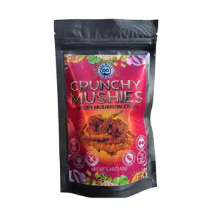 CRUNCHY MUSHIES Gourmet Mushroom Chips Plant Based Snack Gluten Free Real Food Organic Alkaline Vegan Sea Moss Infused Crispy Crackers 1.4oz