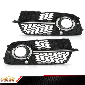 Fit For 13-16 Bumper Fog Light Grille Cover w/ silver Trim Audi S5 A5 S-Line 2x