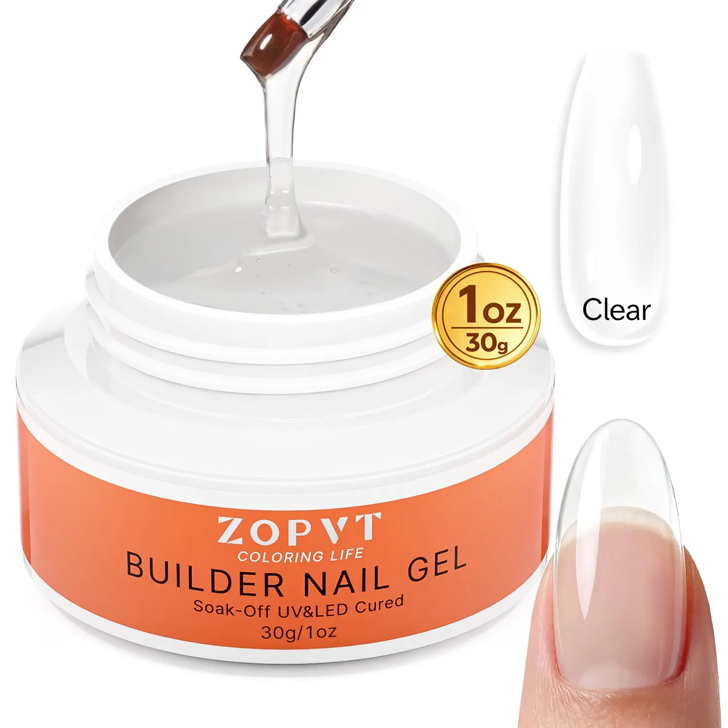 Zopvt Nail Extension Building Gel 10-In-1 Transparent/nude/ Hard Gel Builder, High Hardness for Home Salon UV/LED Curing Nail Gel Art Nail Products