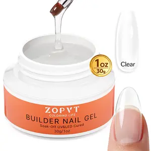 Zopvt Nail Extension Building Gel 10-In-1 Transparent/nude/ Hard Gel Builder, High Hardness for Home Salon UV/LED Curing