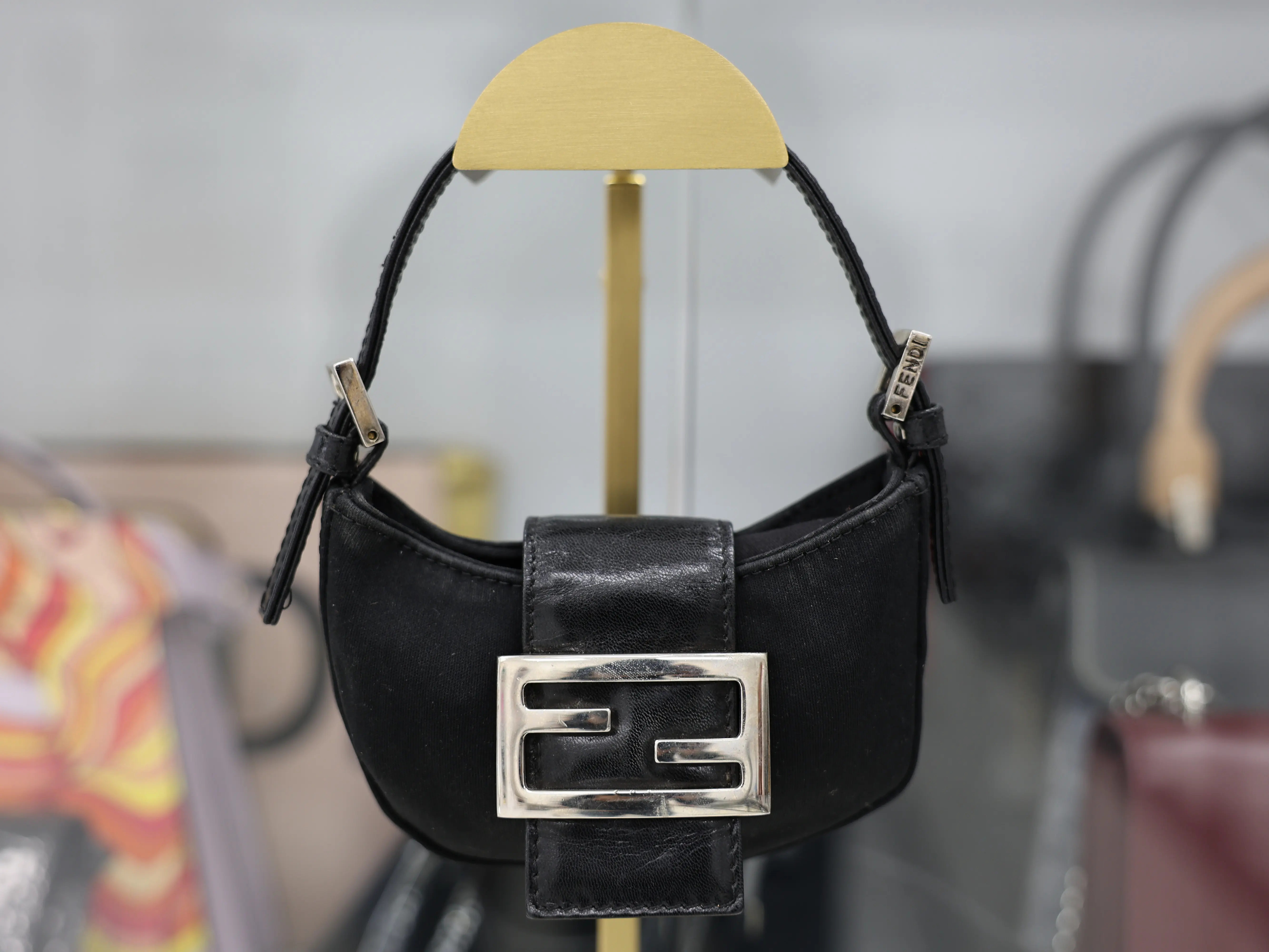 Pre-owned FENDI LEOPRREME Shoulder Bags MICRO CROISSANT SHOULDER HANDBAG