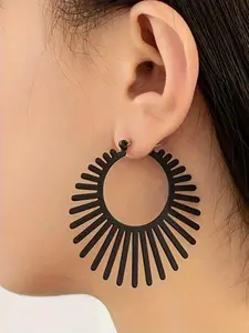 Fashion Minimalist Hoop Earrings, Elegant Minimalist Earrings, Simple Plain Color Hoop Earrings, Statement Earrings, Stainless Steel Jewelry for Women, Trendy All-match & Exquisite Jewelry for Birthday Gift