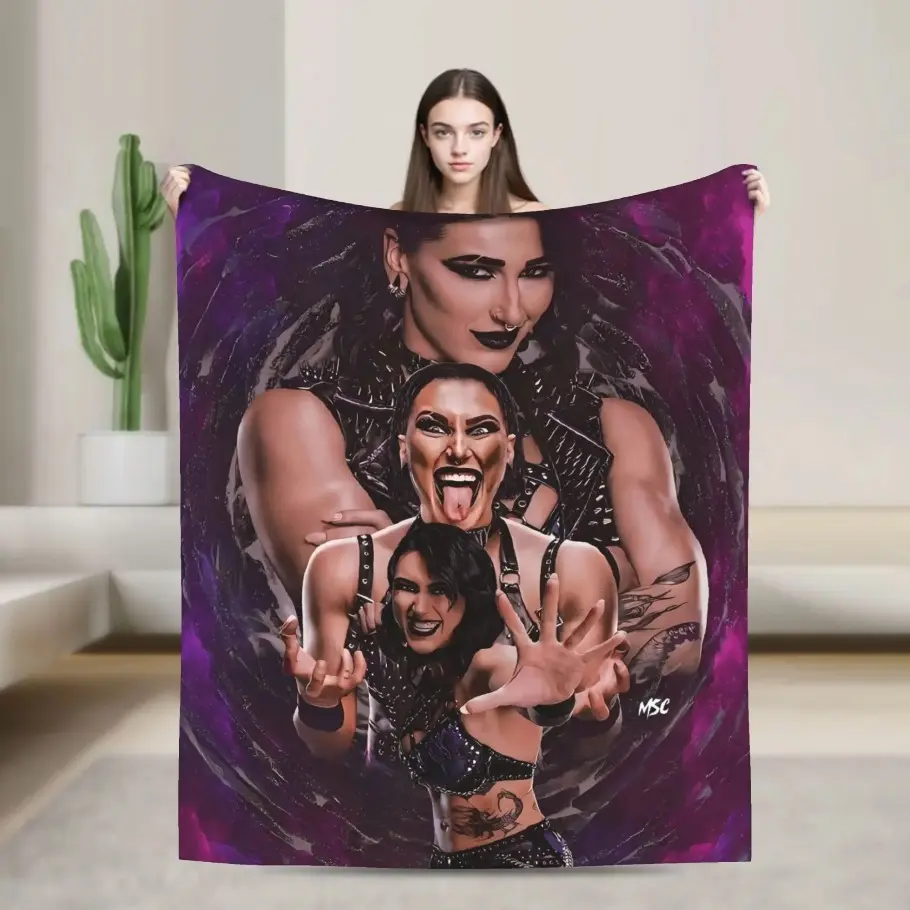 WWE Rhea Ripley Vintage Flannel Blanket - Soft Comfy, Lightweight Throw, Machine Washable, Decorative Giftable for Couch & Home Decor, Decorative Giftable Blankets, Lightweight Throw Blanket