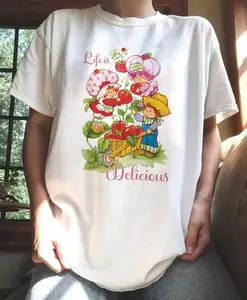 Life Is Delicious Vintage Strawberry T-Shirt, Vintage Strawberry Tshirt, Retro Cartoon Shirt, Strawberry Shortcake Shirt, Back to the 80s Shirt