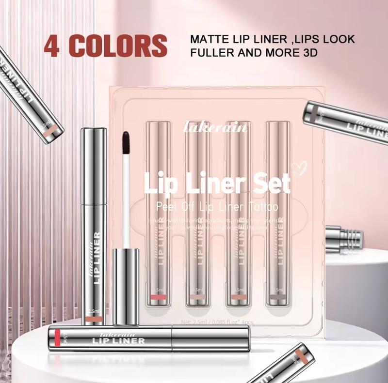 Shop Clearance Valentine's Day Gifts 4Pcs Peel Off Lip Liner Stain Set Waterproof Nude Matte Lip Tint Non Fading 24H Color Hold for All Skin Types Eyeliner