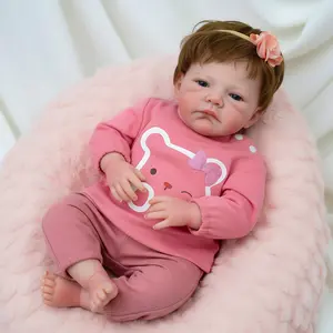 Reborn Lovely 20 inch 50 cm Girl Reborn Baby Dolls with Blue Eyes,Realistic Newborn Baby Dolls Real Life Soft Weighted Body Reborn Gift Set for Kids Age 3+ dark brown