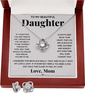 To My Beautiful Daughter Gift Necklace with Inspirational Message Card – Sentimental Jewelry for a Special Daughter, Perfect Gift with Message Card & LED Box
