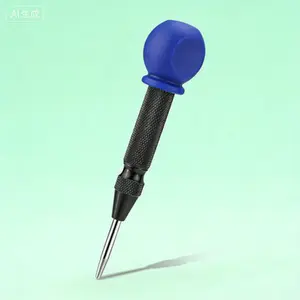 Adjustable Spring Loaded Center Punch, 5 Inch Automatic Punch Tool for Metal Wood Plastic, Heavy Duty Center Hole Punch with Cushion Cap, Reusable Metalworking Punch, Precision Punch for DIY and Professional Use