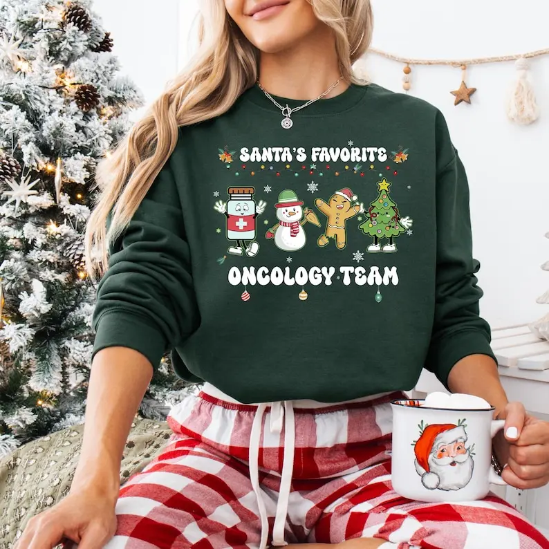 Oncology Christmas Sweatshirt, Santa's Favorite Oncology Team Shirt, Professional Cancer T-shirt, Oncology Nurse Tee, Chemo Nurse Hoodie