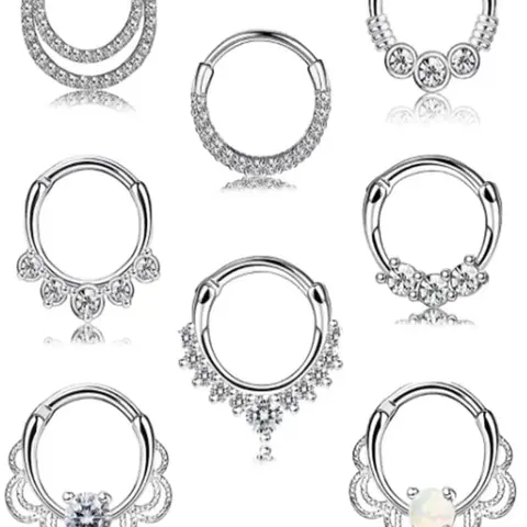 Unisex Fashionable Artificial Zircon Inlaid Nose Rings Set, 4 Pairs C-shaped Nose Ring, Trendy All-match & Exquisite Nose Piercing Jewelry for Birthday Gift, Body Jewelry, Body Jewelry Accessory