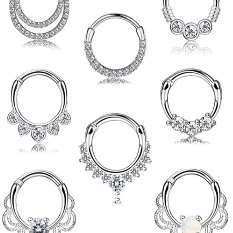 Unisex Fashionable Artificial Zircon Inlaid Nose Rings Set, 4 Pairs C-shaped Nose Ring, Trendy All-match & Exquisite Nose Piercing Jewelry for Birthday Gift, Body Jewelry, Body Jewelry Accessory