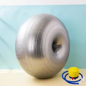 Inflatable Donut Ball - PVC Stability & Strength Exercise Ball with Foot Pump - Core and Balance Training Cushion for Home, Classroom & Gym Workouts - 45 cm Diameter, 900 g Weight | 1 Ball