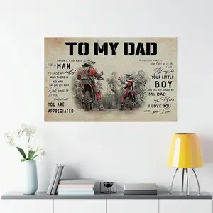 To My Dad Motocross Poster, Dirt Bike Dad Gift, Father Son Wall Art, Biker Family Decor, Cool Father Birthday Gift