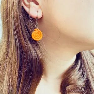 Orange Clay Swirl Earrings - Handmade Fashion Accessory
