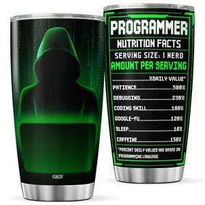 CUBICER Computer Programmers Tumblers Programmer Funny Humor Coffee Stainless Steel Tumbler 20 Oz Cup Mug Funny Insulated Travel Mugs Gifts For Engineer Men Boyfriend Birthday