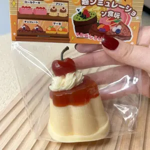 Imitation Caramel Pudding Dessert Wet Squishy Toy Kawaii Cherry Pudding Soft Rubber Elastic Jelly Toy Girl Gift Kids Toy