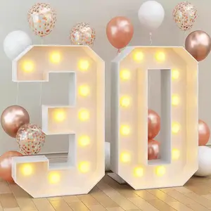 CNCEST 30/40/50 Light-Up Numbers for Birthdays and Anniversaries, 39.37-Inch Tall Vintage LED Numbers with Warm White Light Birthday Party Decoration