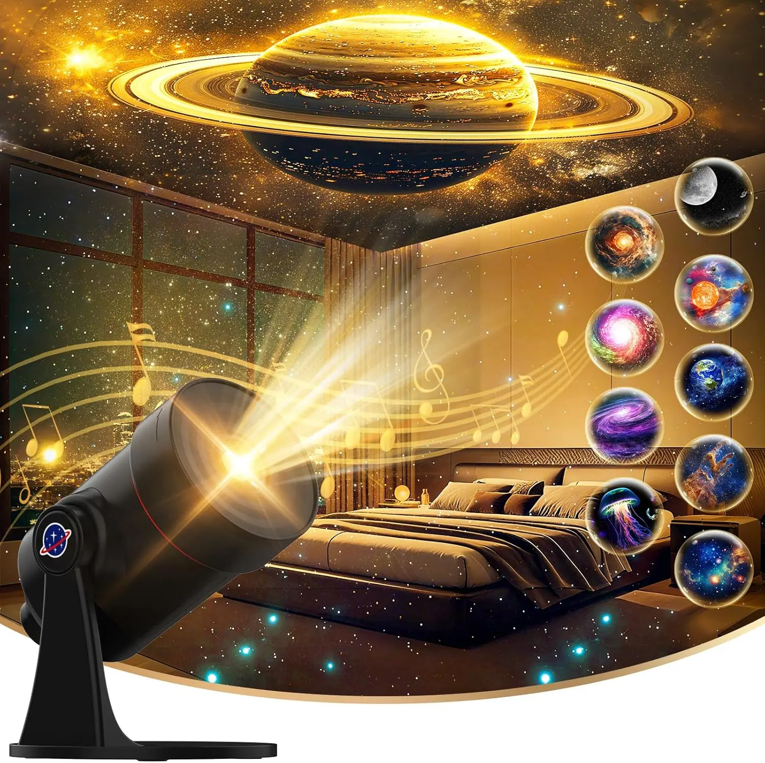 [White Noise] Galaxy Projector, 28 Soothing Sounds Star Projector Sound Machine, Solar System Space Planetarium Projector Night Light, Room Decor for Ceiling Bedroom Adults Sleep Aid